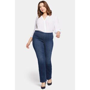NYDJ Plus Size 0X Pull-On Straight Jeans Dark Blue MSRP $99